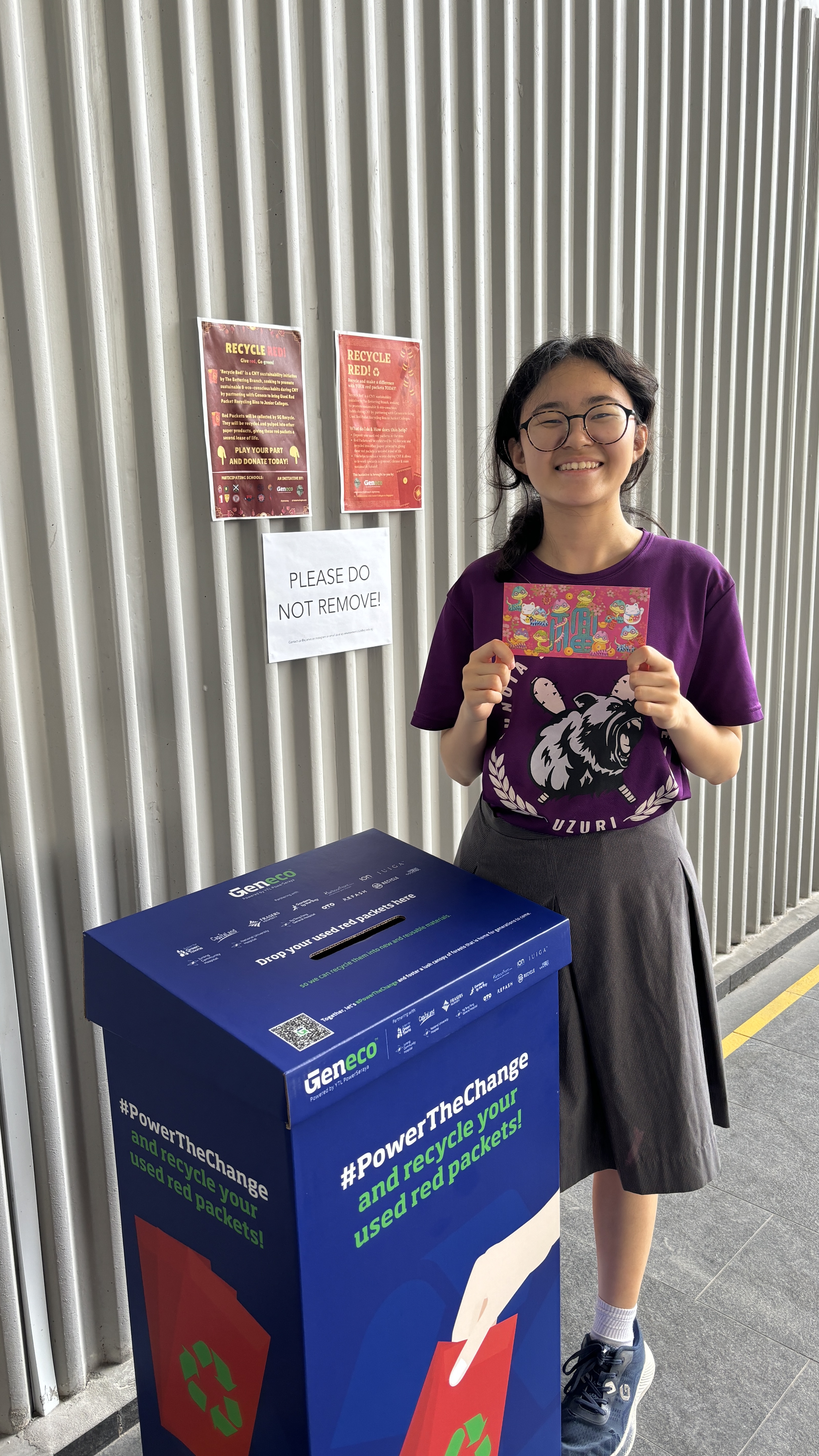 Eunoia Junior College (placed 8th for Junior College in 2026, placed 5th for Junior College in 2025) placed participates in Recycle Red! by The Bettering Branch, upholding sustainability and go green efforts in the school